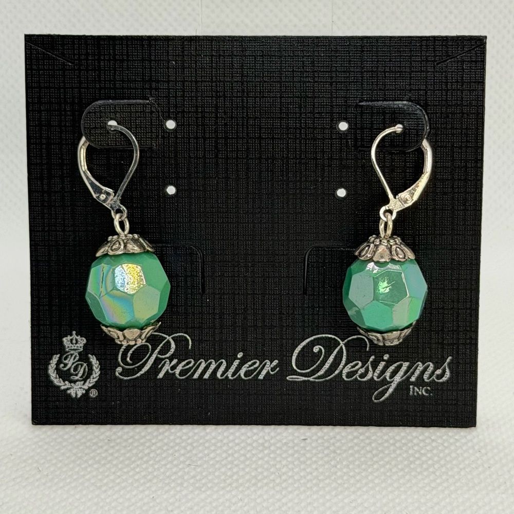 3For$20 Premier Designs Green Bead Drop Dangle Earrings